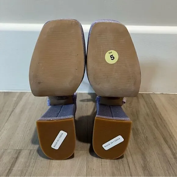 Daisy Street for Dolls Kill purple glitter platform tie up heels sz5 - Picture 5 of 9